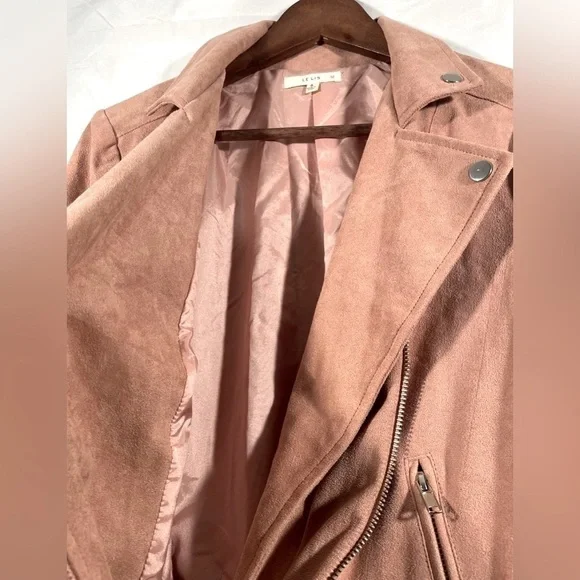 Le Lis Moto Jacket Womens Full Zip Suede Outerwear Size Small - Picture 10 of 11